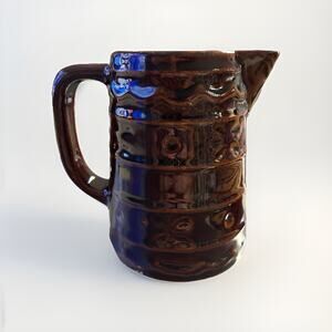 Marcrest Daisy & Dot 4.5” Creamer Small Pitcher Vintage USA Brown Stoneware